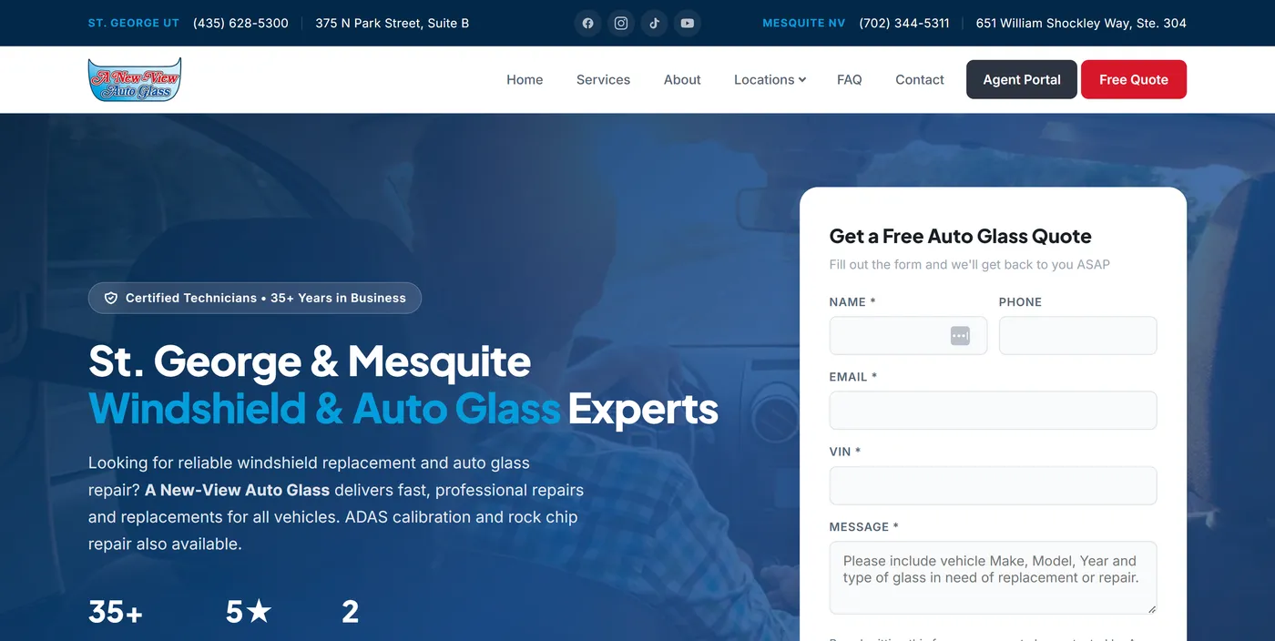 A New View Auto Glass — a website built by Kura