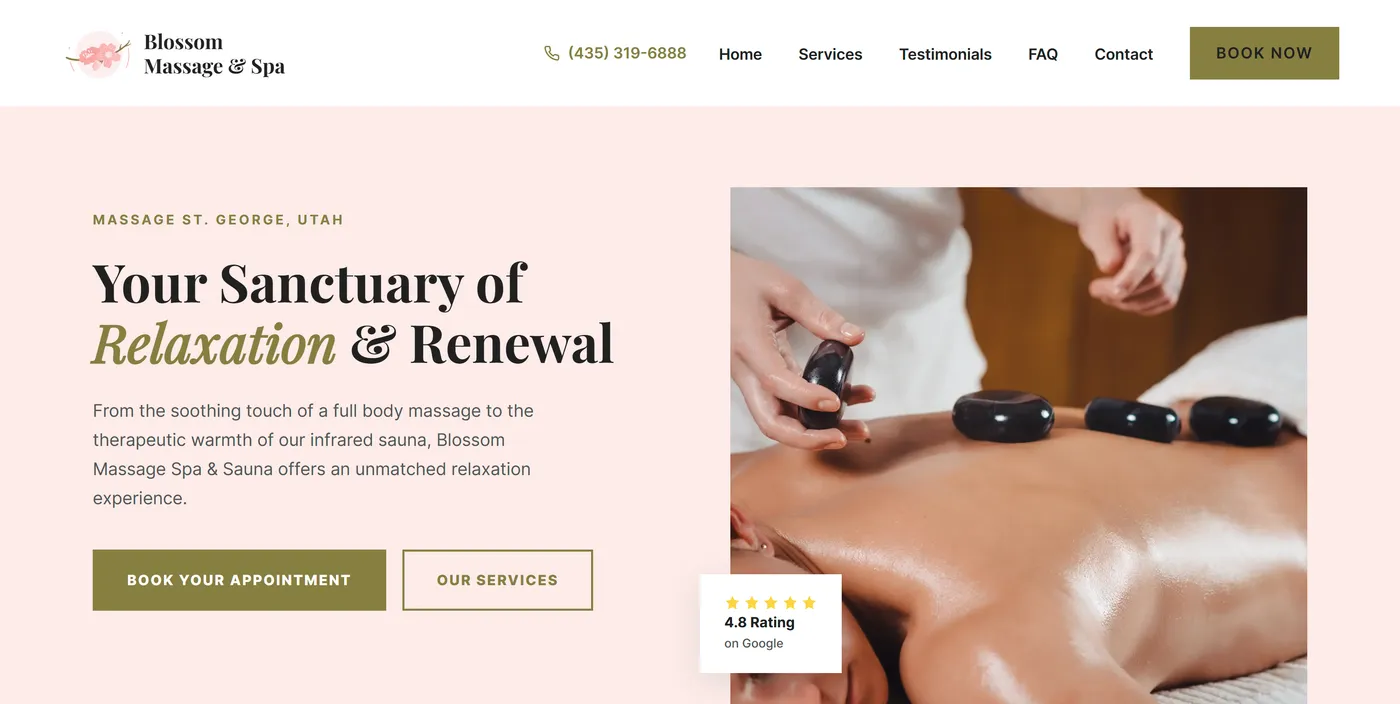 Bloosam Massage & Spa — a website built by Kura