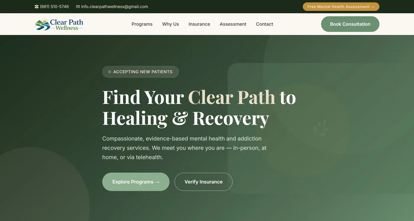 Clearpath Wellness — a website built by Kura