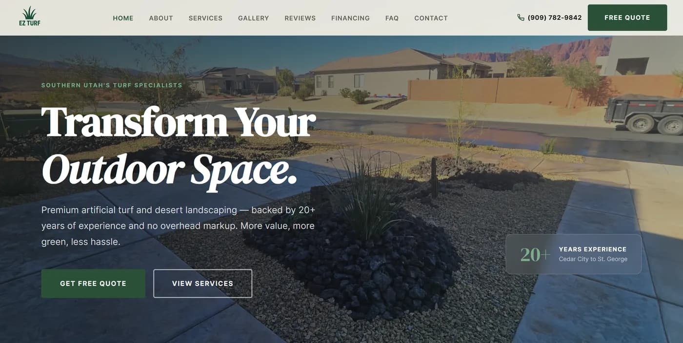 EZ Turf — a website built by Kura