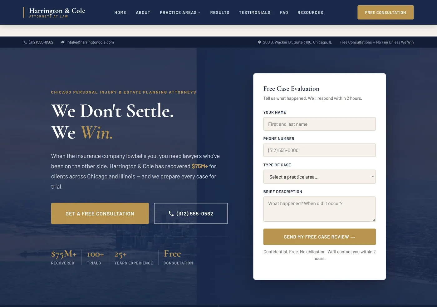 Harrington & Cole — a website built by Kura