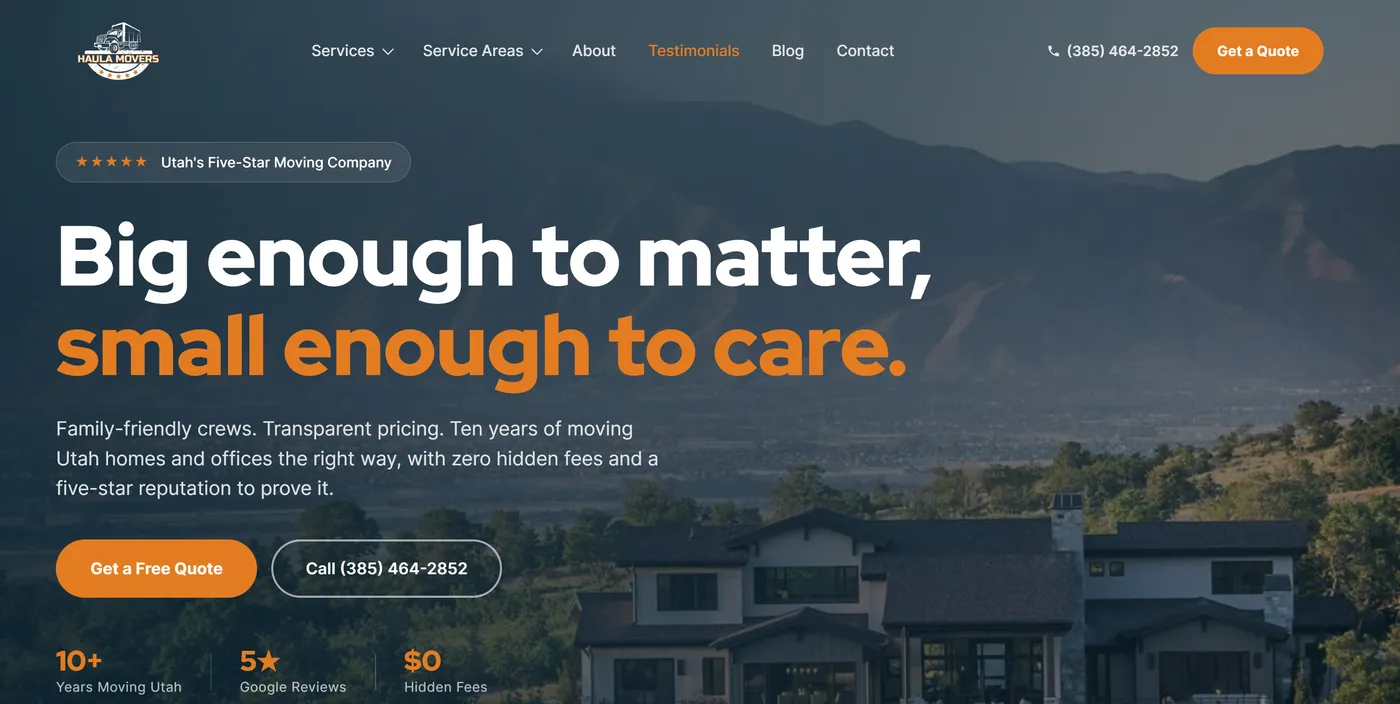 Haula Movers — a website built by Kura