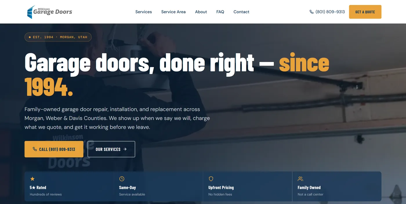 Wilkinson Garage Doors — a website built by Kura